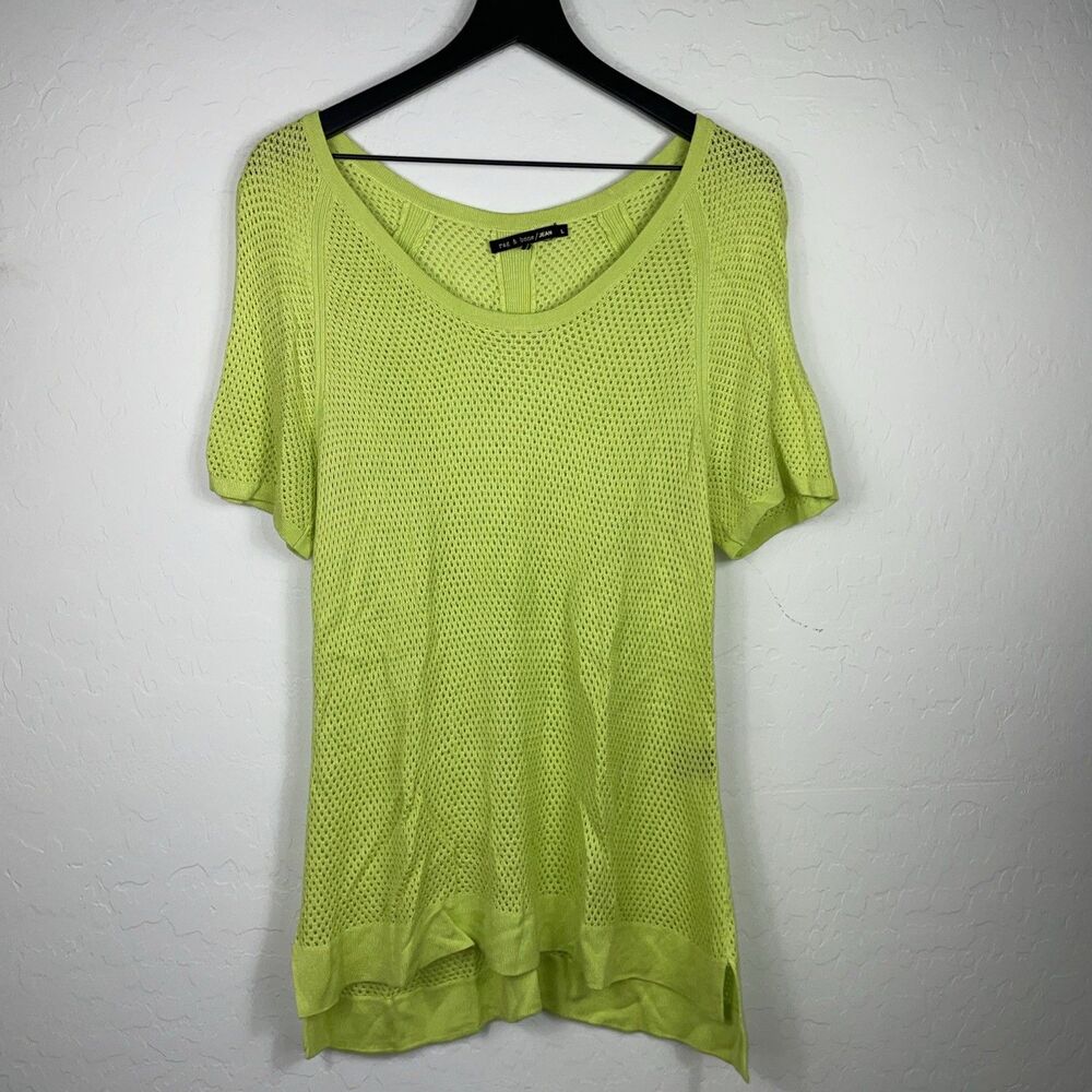 Rag And Bone Size Large Lime Green Katya Mesh Tunic Top Coverup